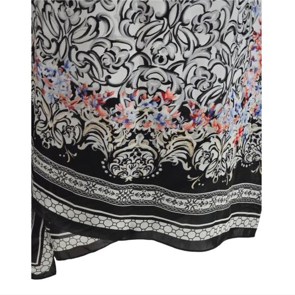 Whbm Floral Asymmetrical Hem Tunic Length Shirt Size 10 Medium - Picture 9 of 11